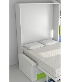 Pack Cama Abatible Vertical con Sofá, Estante Sincronizado y Colchón