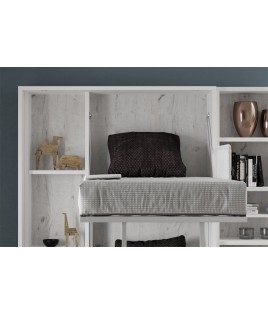 Litera Abatible Vertical con cama Matrimonial y Sofá
