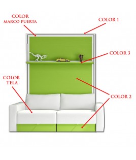 Cama Abatible Vertical con Sofá y Estante Sincronizado