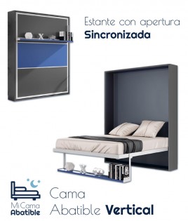 Cama Abatible Vertical con estante sincronizado y puerta Bicolor