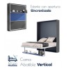 Cama Abatible Vertical con estante sincronizado y puerta Bicolor