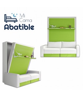 Cama Abatible Vertical con Sofá y Estante Sincronizado