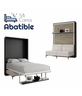 Cama Abatible Vertical con Sofá y Estante Sincronizado