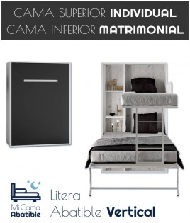 Litera Abatible Vertical con cama matrimonial