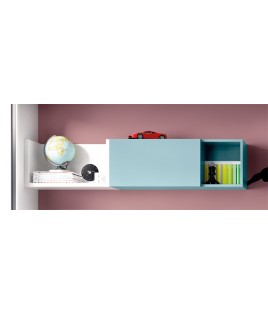 Dormitorio juvenil formado por cama abatible, escritorio y módulos auxiliares