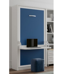 Dormitorio juvenil formado por 2 camas abatibles con escritorio, estantería y mesita