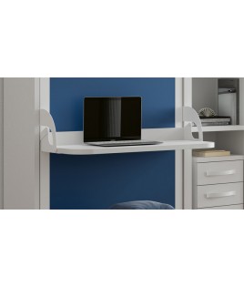 Dormitorio juvenil formado por 2 camas abatibles con escritorio, estantería y mesita