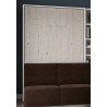 Salón moderno formado por Litera Abatible Vertical con cama Matrimonial, estantería y sofá con chaiselongue
