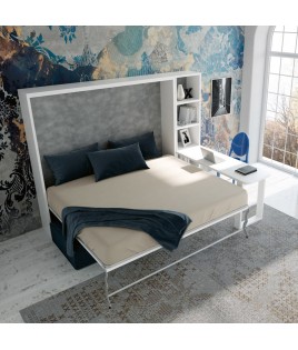 Dormitorio Juvenil formado por cama abatible matrimonial, estantería, escritorio y sofá