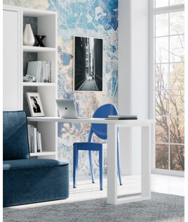 Dormitorio Juvenil formado por cama abatible matrimonial, estantería, escritorio y sofá