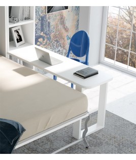 Dormitorio Juvenil formado por cama abatible matrimonial, estantería, escritorio y sofá