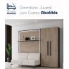 Dormitorio Juvenil formado por cama abatible matrimonial, armario y sofá