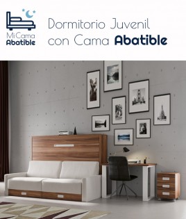 Dormitorio Juvenil formado por cama abatible matrimonial, escritorio y sofá