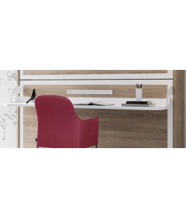 Dormitorio juvenil formado por Litera abatible con escritorio y mueble estantería