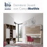 Dormitorio juvenil formado por Litera abatible con escritorio y mueble estantería