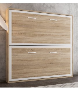 Dormitorio juvenil formado por Litera abatible, escritorio y cajonera