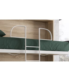 Dormitorio juvenil formado por Litera abatible, escritorio y cajonera