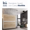 Dormitorio juvenil formado por Litera abatible, escritorio y cajonera