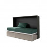 Cama Abatible Horizontal con Sofá, apertura de patas por gravedad