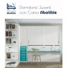 Dormitorio juvenil formado por cama abatible con escritorio, altillo y armario rincón