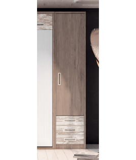 Dormitorio juvenil formado por cama abatible vertical matrimonial con altillo y armarios a los lados