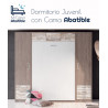 Dormitorio juvenil formado por cama abatible vertical matrimonial con altillo y armarios a los lados