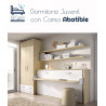Dormitorio juvenil formado por cama abatible con escritorio, armario de 2 puertas y estantes Ref CAYC402