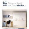 Dormitorio juvenil formado por cama abatible con armario superior y escritorio
