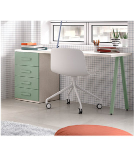 Dormitorio cama abatible con armario superior, escritorio y módulos estantes