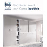 Dormitorio juvenil formado por cama abatible con armario superior y armario de 2 puertas