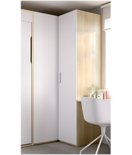 Dormitorio juvenil formado por cama abatible, escritorio y armario rincón