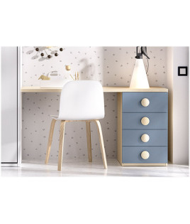 Dormitorio juvenil formado por cama abatible individual con altillo y escritorio