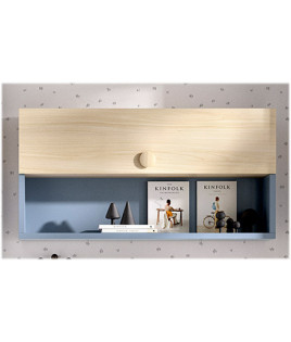 Dormitorio juvenil formado por cama abatible individual con altillo y escritorio