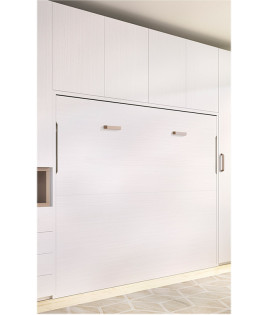 Dormitorio juvenil formado por cama abatible matrimonial con altillo y armarios a los lados