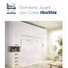Dormitorio juvenil formado por cama abatible matrimonial con altillo y armarios a los lados