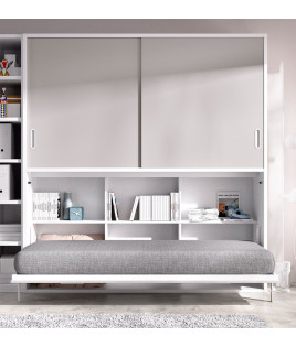 Cama Abatible Horizontal con armario superior