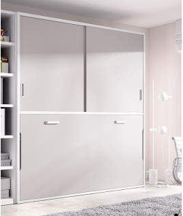 Cama Abatible Horizontal con armario superior