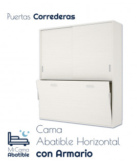 Cama Abatible Horizontal con armario superior