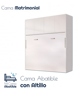 Cama Abatible Horizontal matrimonial con altillo