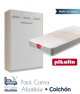 Pack Cama Abatible Vertical con Altillo y Colchón