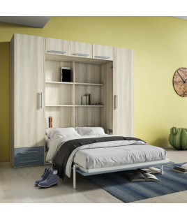 Pack Cama Abatible Vertical con Altillo y Colchón