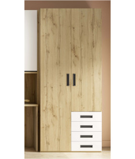 Dormitorio juvenil formado por cama abatible superior, escritorio zona inferior y armario