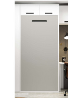 Dormitorio juvenil formado por cama abatible vertical con altillo, puente, armario y escritorio