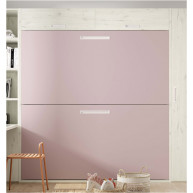 Dormitorio juvenil formado por litera abatible, armario, librería y escritorio