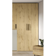 Dormitorio juvenil formado por cama abatible con armario superior, armario y escritorio