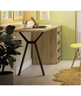 Dormitorio juvenil formado por cama abatible con armario superior, armario y escritorio