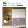 Dormitorio juvenil formado por cama abatible con armario superior y escritorio