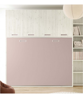 Dormitorio juvenil formado por cama abatible con armario superior, librería y escritorio