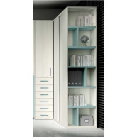 Dormitorio juvenil formado por cama abatible con armario superior y armario rincón