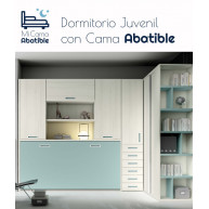 Dormitorio juvenil formado por cama abatible con armario superior y armario rincón